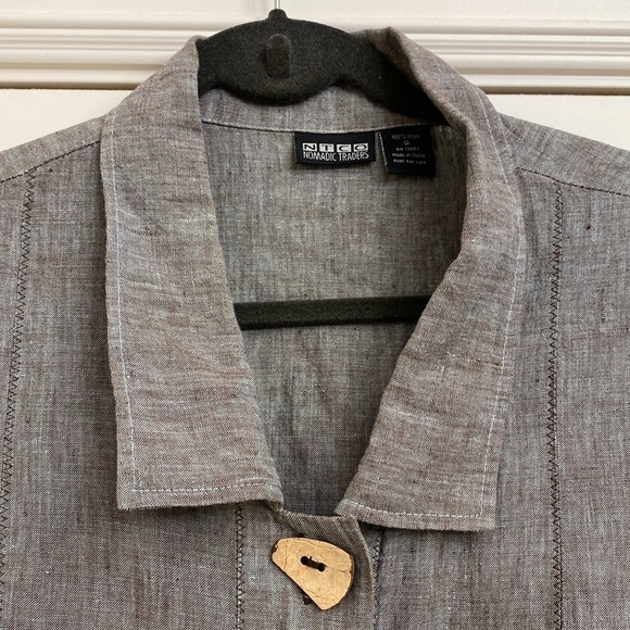 NTCO Nomadic Traders linen blouse top womens S artsy buttons Lagenlook coastal - Picture 3 of 13